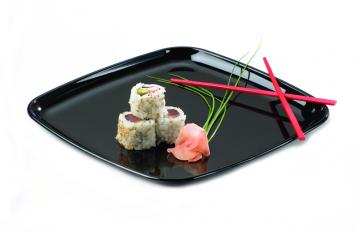 50 x Sabert Medium Black Plastic Rectangle Serving Buffet Platters 46x30cm